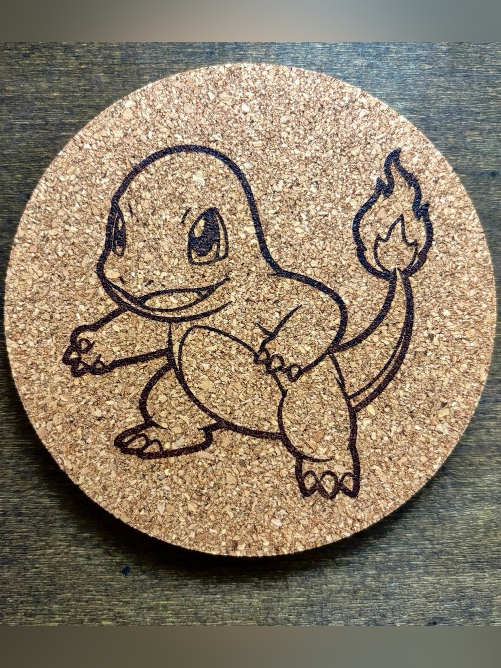 Pokemon Charmander Laser Engraved Cork Coaster #3